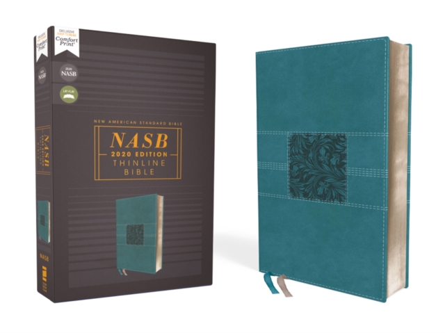 NASB, Thinline Bible, Leathersoft, Teal, Red Letter, 2020 Text, Comfort Print, Leather / fine binding Book