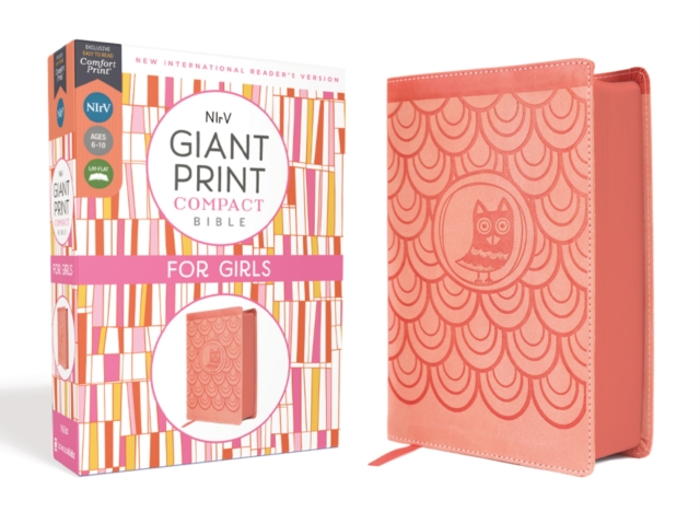 NIrV, Giant Print Compact Bible for Girls, Leathersoft, Peach, Comfort Print, Leather / fine binding Book