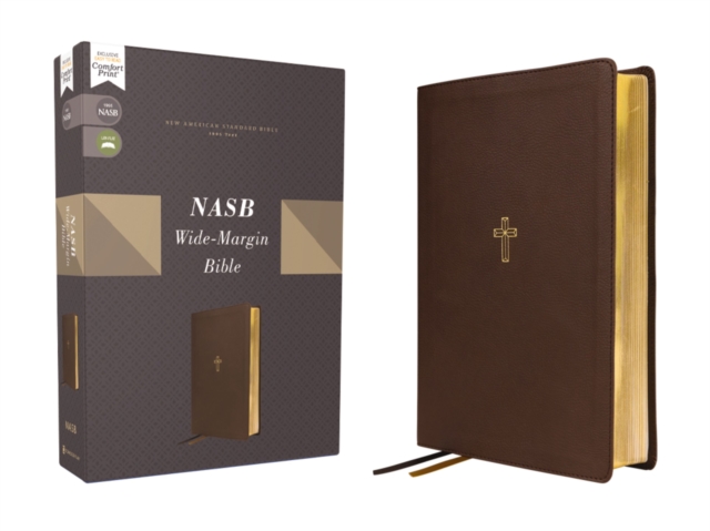 NASB, Wide Margin Bible, Leathersoft, Brown, Red Letter, 1995 Text, Comfort Print, Leather / fine binding Book