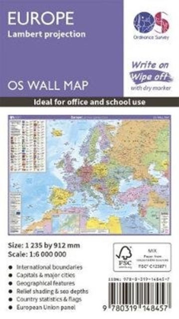 Europe : Lambert projection, Sheet map, rolled Book