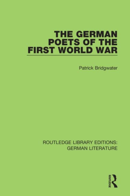 The German Poets of the First World War, Hardback Book