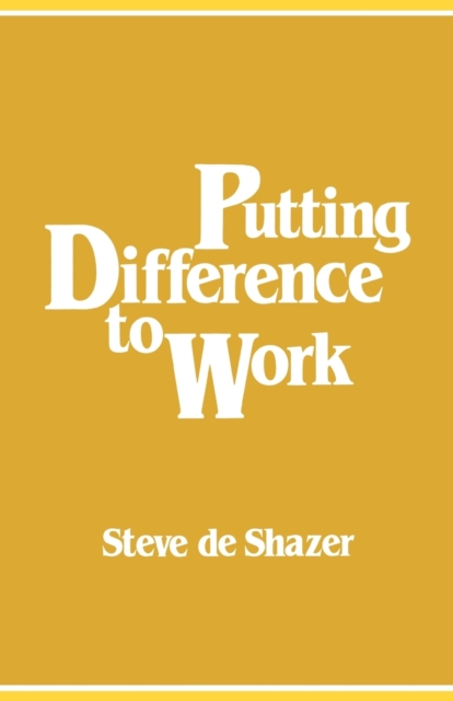 Putting Difference to Work, Paperback / softback Book