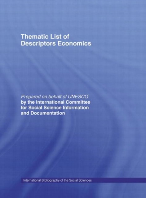 Thematic List of Descriptors: Economics, Hardback Book
