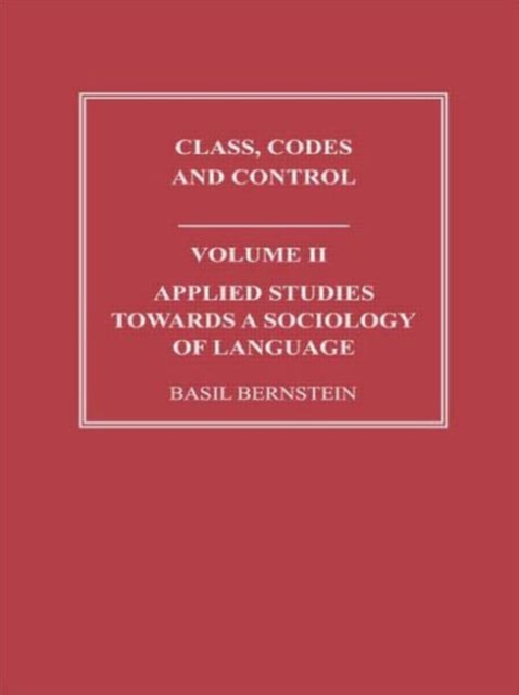 Applied Studies Towards a Sociology of Language, Paperback / softback Book