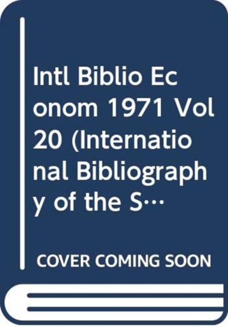 Intl Biblio Econom 1971 Vol 20, Hardback Book