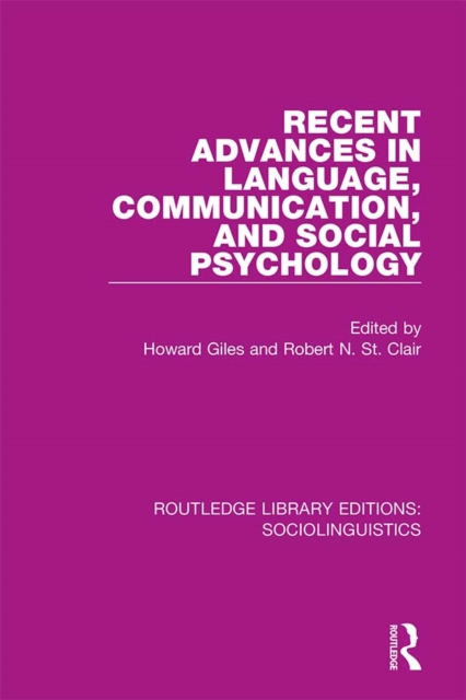 Recent Advances in Language, Communication, and Social Psychology, PDF eBook