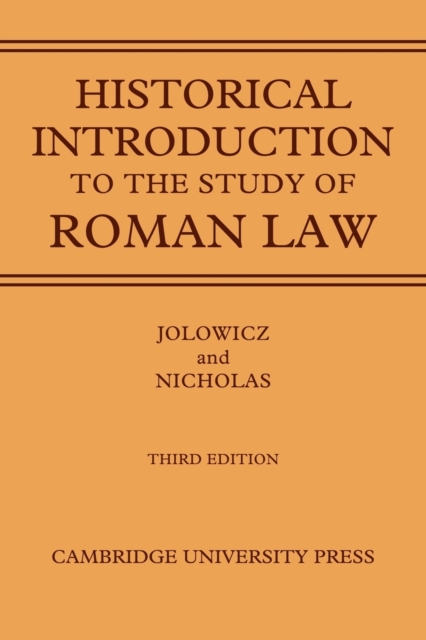A Historical Introduction to the Study of Roman Law, Paperback / softback Book