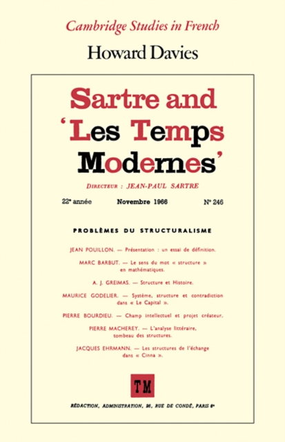 Sartre and 'Les Temps Modernes', Paperback / softback Book