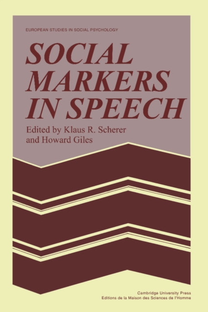 Social Markers in Speech, Paperback / softback Book