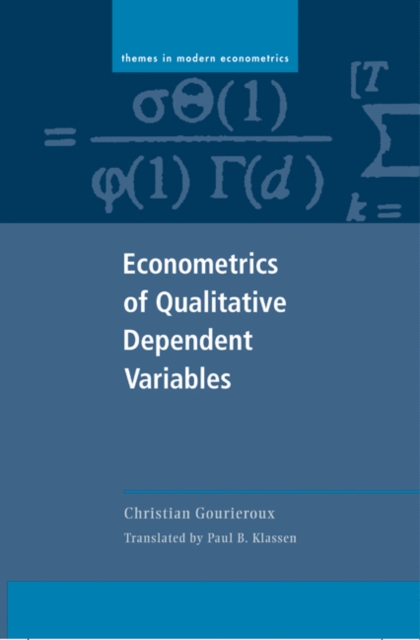 Econometrics of Qualitative Dependent Variables, Hardback Book