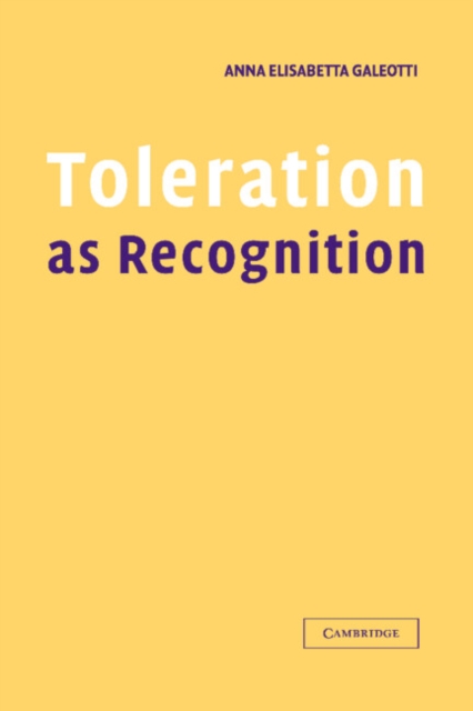 Toleration as Recognition, Hardback Book
