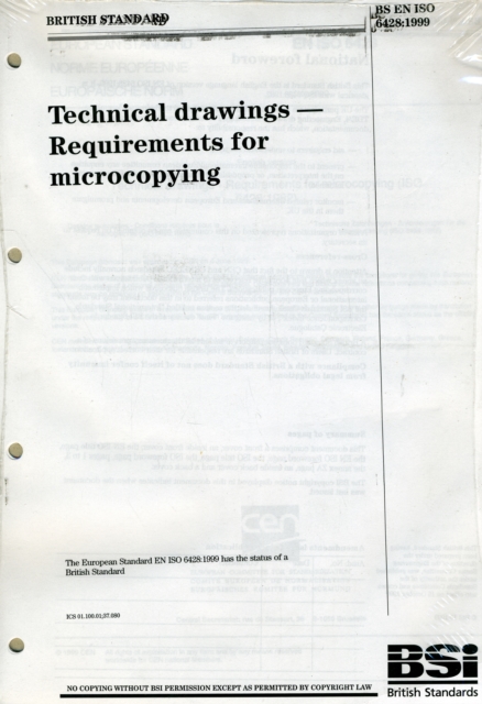 BS6428:1999 REQUIREMENTS FOR MICROCOPY, Paperback Book