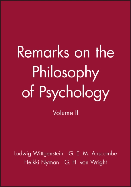 Remarks on the Philosophy of Psychology, Volume II, Paperback / softback Book