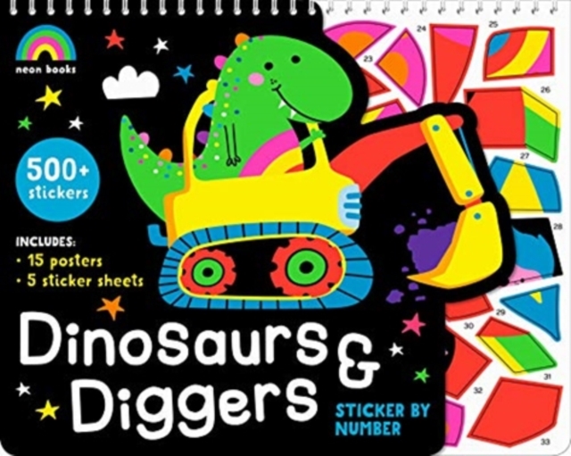Dinosaurs and Diggers- Sticker by Number, Mixed media product Book