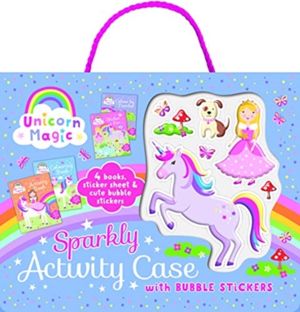 Unicorn Magic Sparkly Activity Case with Bubble Stickers, Mixed media product Book