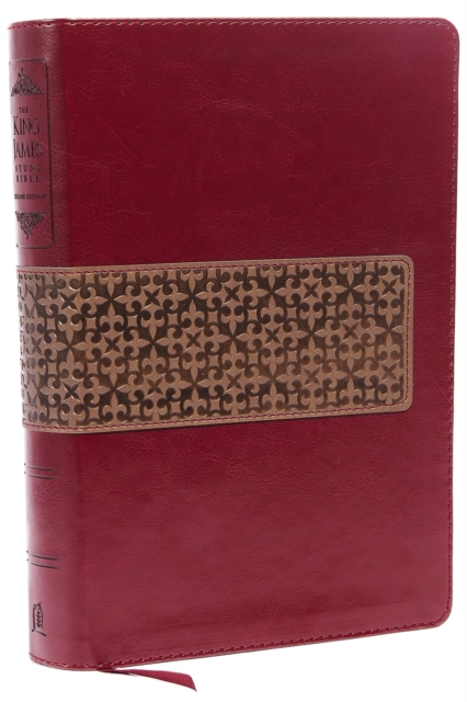 KJV Study Bible, Large Print, Leathersoft, Maroon/Brown, Thumb Indexed, Red Letter : Second Edition, Leather / fine binding Book