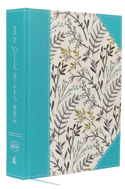 NKJV, Journal the Word Bible, Large Print, Cloth over Board, Blue Floral, Red Letter : Reflect, Journal, or Create Art Next to Your Favorite Verses, Hardback Book