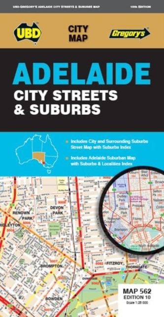Adelaide City Streets & Suburbs Map 562 10th, Sheet map, folded Book