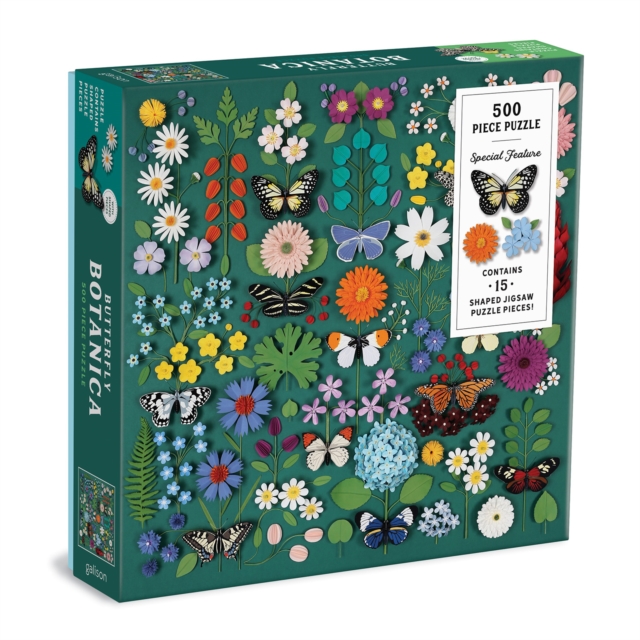 Butterfly Botanica 500 Piece Puzzle with Shaped Pieces, Jigsaw Book