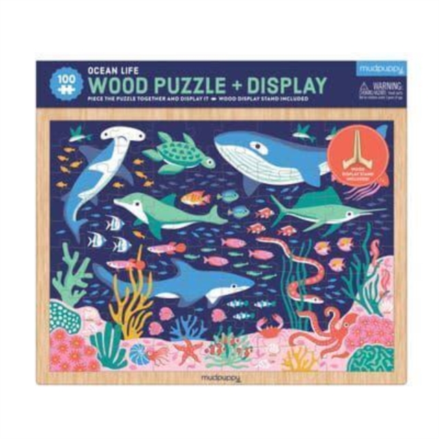 Ocean Life 100 Piece Wood Puzzle + Display, Jigsaw Book