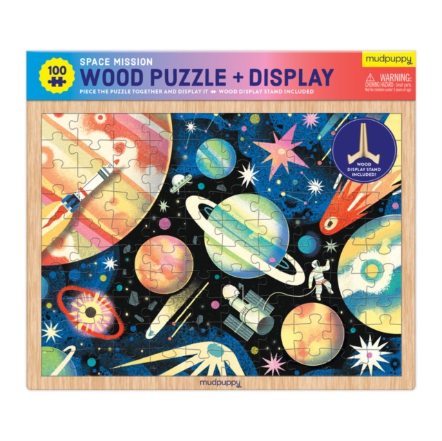 Space Mission 100 Piece Wood Puzzle + Display, Jigsaw Book