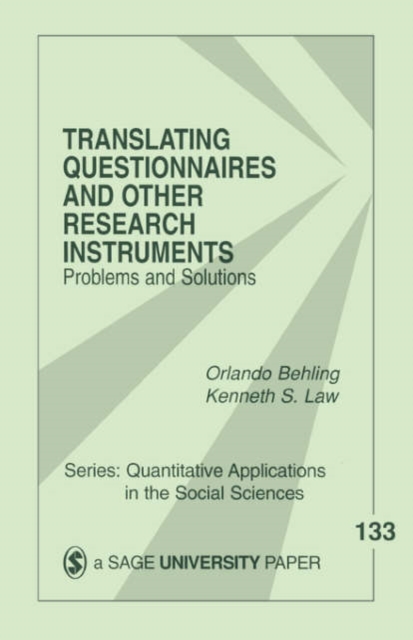 Translating Questionnaires and Other Research Instruments : Problems and Solutions, Paperback / softback Book