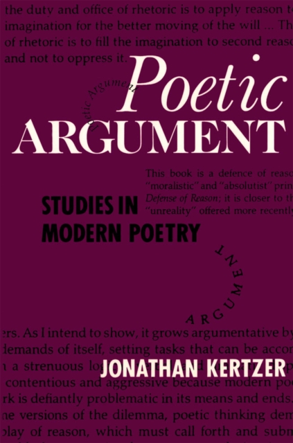 Poetic Argument : Studies in Modern Poetry, PDF eBook