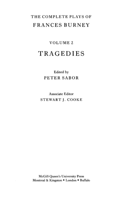 Complete Plays of Frances Burney : Volume 1: Comedies. Volume 2: Tragedies, PDF eBook