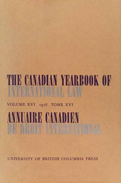 The Canadian Yearbook of International Law, Vol. 16, 1978, Hardback Book