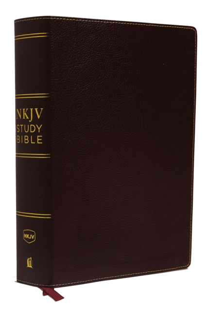 NKJV Study Bible, Premium Bonded Leather, Burgundy, Comfort Print : The Complete Resource for Studying God’s Word, Leather / fine binding Book
