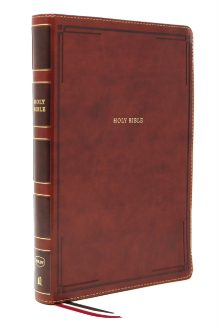 NKJV Holy Bible, Giant Print Thinline Bible, Brown Leathersoft, Red Letter, Comfort Print: New King James Version, Leather / fine binding Book