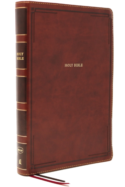 NKJV Holy Bible, Giant Print Thinline Bible, Brown Leathersoft, Thumb Indexed, Red Letter, Comfort Print: New King James Version, Leather / fine binding Book