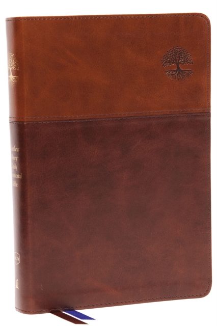 NKJV, Matthew Henry Daily Devotional Bible, Leathersoft, Brown, Red Letter, Thumb Indexed, Comfort Print : 366 Daily Devotions by Matthew Henry, Leather / fine binding Book