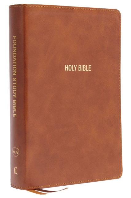 NKJV, Foundation Study Bible, Large Print, Leathersoft, Brown, Red Letter, Comfort Print : Holy Bible, New King James Version, Leather / fine binding Book