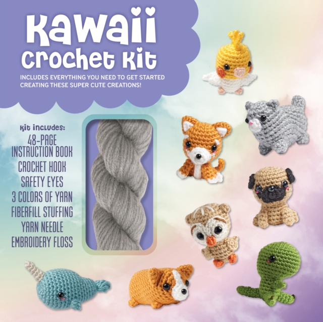 Kawaii Crochet Kit : Includes Everything you Need to Get Started Creating These Super Cute Creations!-Kit Includes: 48-page Instruction Book, Crochet Hook, Safety Eyes, 3 Colors of Yarn, Fiberfill Stu, Kit Book