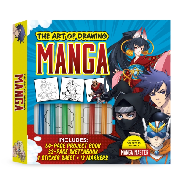The Art of Drawing Manga Kit : Everything you need to become a manga master-Includes: 64-page project book, 32-page sketchbook, 1 sticker sheet, 12 markers, Kit Book