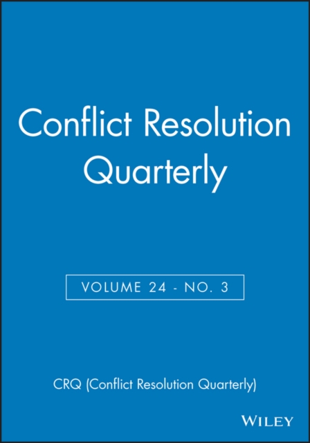 Conflict Resolution Quarterly, Paperback Book