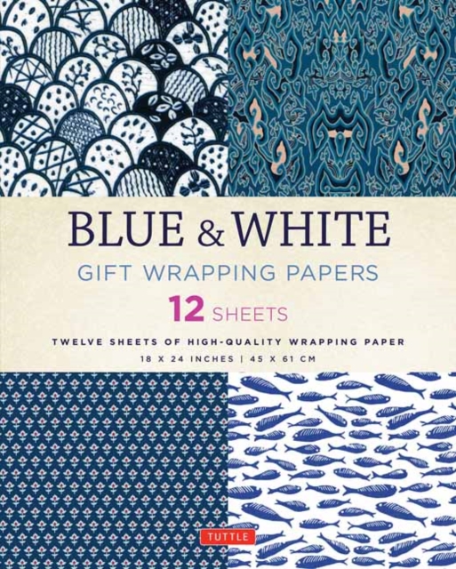 Blue & White Gift Wrapping Papers - 12 Sheets : 18 x 24 inch (45 x 61 cm) Wrapping Paper, Paperback / softback Book
