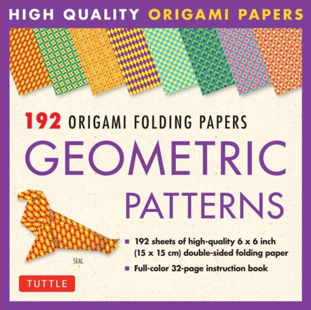192 Origami Folding Papers in Geometric Patterns : 6x6 Inch Origami Paper Printed with 8 Different Patterns: Origami Book with Instructions 4 Projects Included, Mixed media product Book