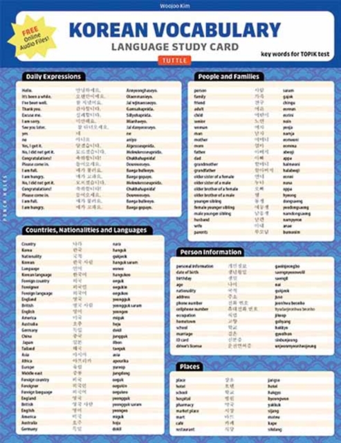 Korean Vocabulary Language Study Card : Essential Words and Phrases Required for the TOPIK Test (Includes Online Audio), Cards Book