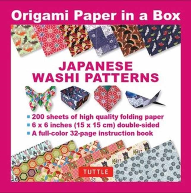 Origami Paper in a Box - Japanese Washi Patterns : 200 Sheets of Tuttle Origami Paper: 6x6 Inch Origami Paper Printed with 12 Different Patterns: 32-page Instructional Book of 10 Projects, Multiple-component retail product Book
