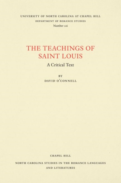 The Teachings of Saint Louis : A Critical Text, Paperback / softback Book