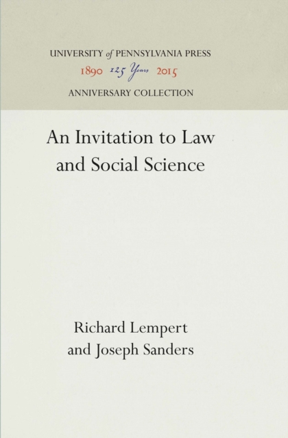 An Invitation to Law and Social Science, Hardback Book