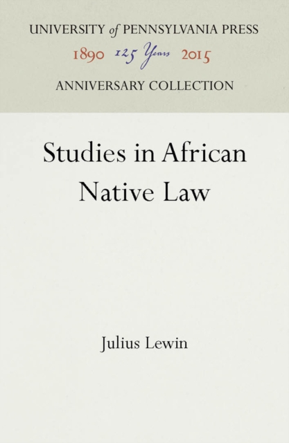 Studies in African Native Law, Hardback Book