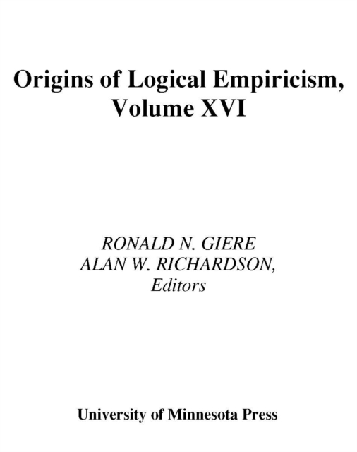 Origins Of Logical Empiricism, Hardback Book