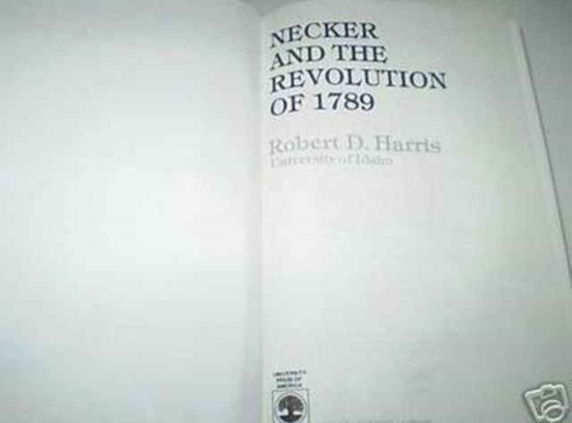 Necker and the Revolution of 1789, Hardback Book