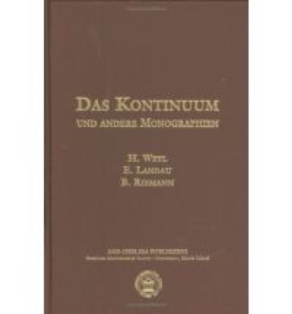 Das Kontinuum Und Andere Monographien, Hardback Book
