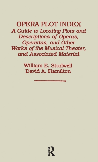 Opera Plot Index, Hardback Book