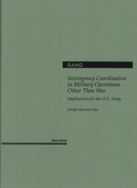 Interagency Coordination in Military Operations Other Than War : Implications for the U.S. Army, Hardback Book