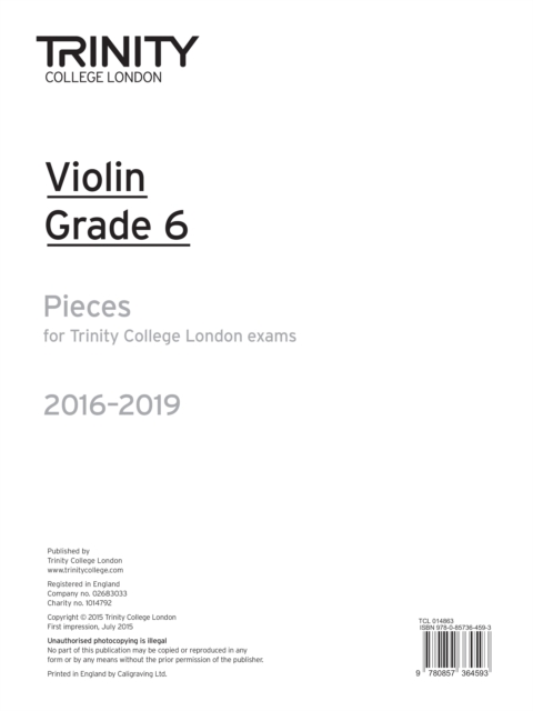 Violin Exam Pieces Grade 6 2016-2019, Sheet music Book